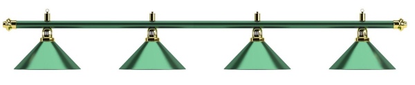Лампа на четыре плафона "Allgreen" D35 (зелёная штанга, зелёный плафон D35см)