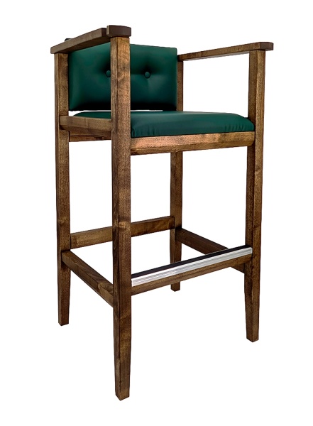 Кресло бильярдное (мягкое сиденье + мягкая спинка, цвет изумрудно-зеленый + береза коньяк)