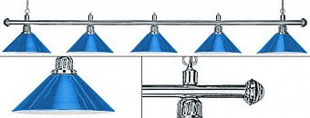 Лампа на пять плафонов "Blue Light" (серебристая штанга, синий плафон D35см)
